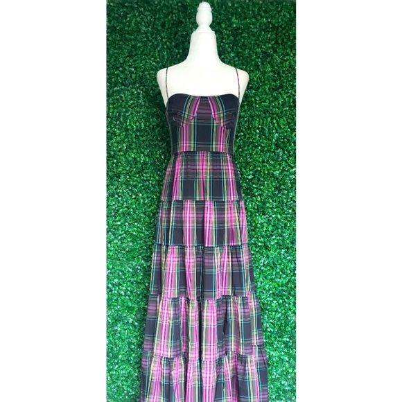 68. J.Crew Tiered taffeta maxi dress in pink Stewart tartan - Picture 4 of 6
